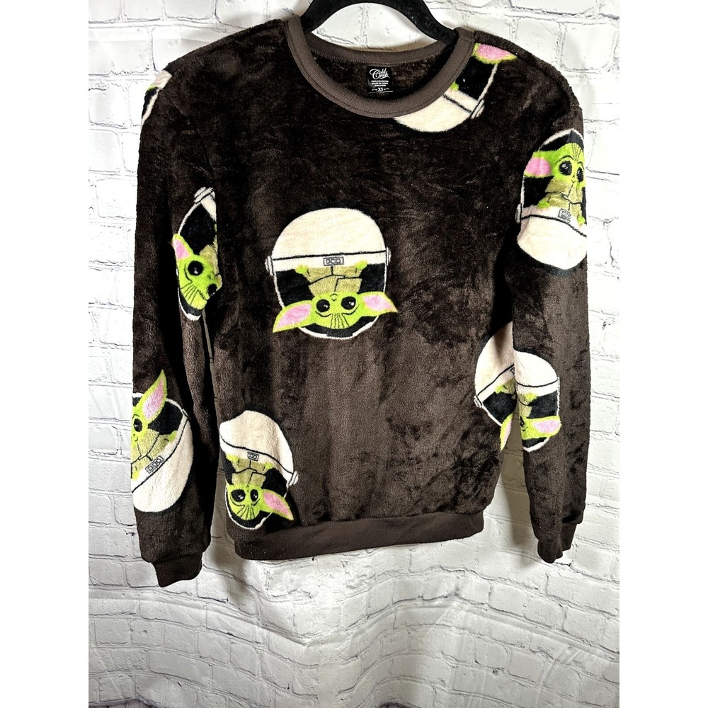 Cold Crush Star Wars Grogu Baby Yoda Plush Fleece Sweatshirt Brown Kids XS